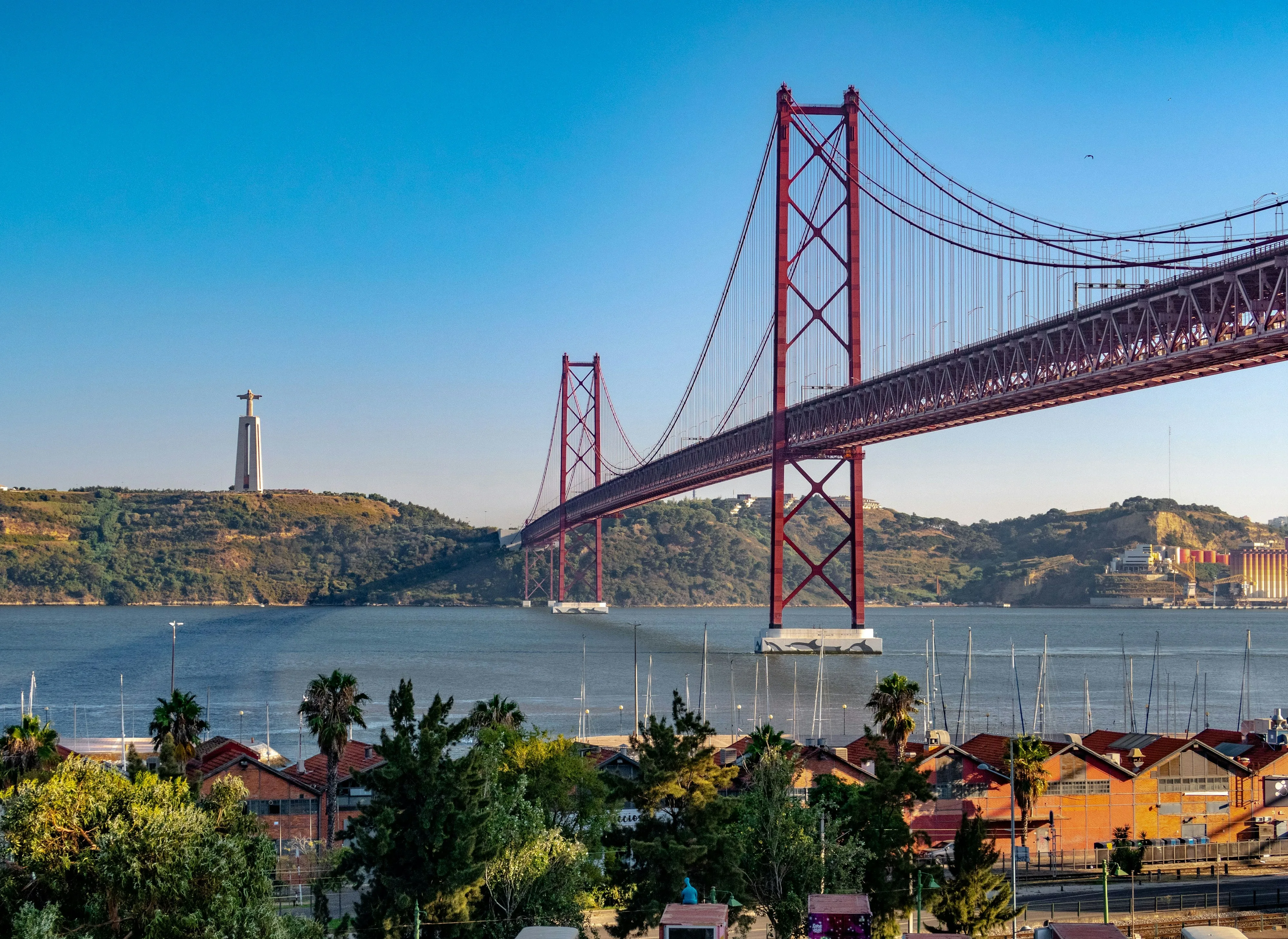 The 25 de Abril bridge across the Tagus in Lisbon on a clear day